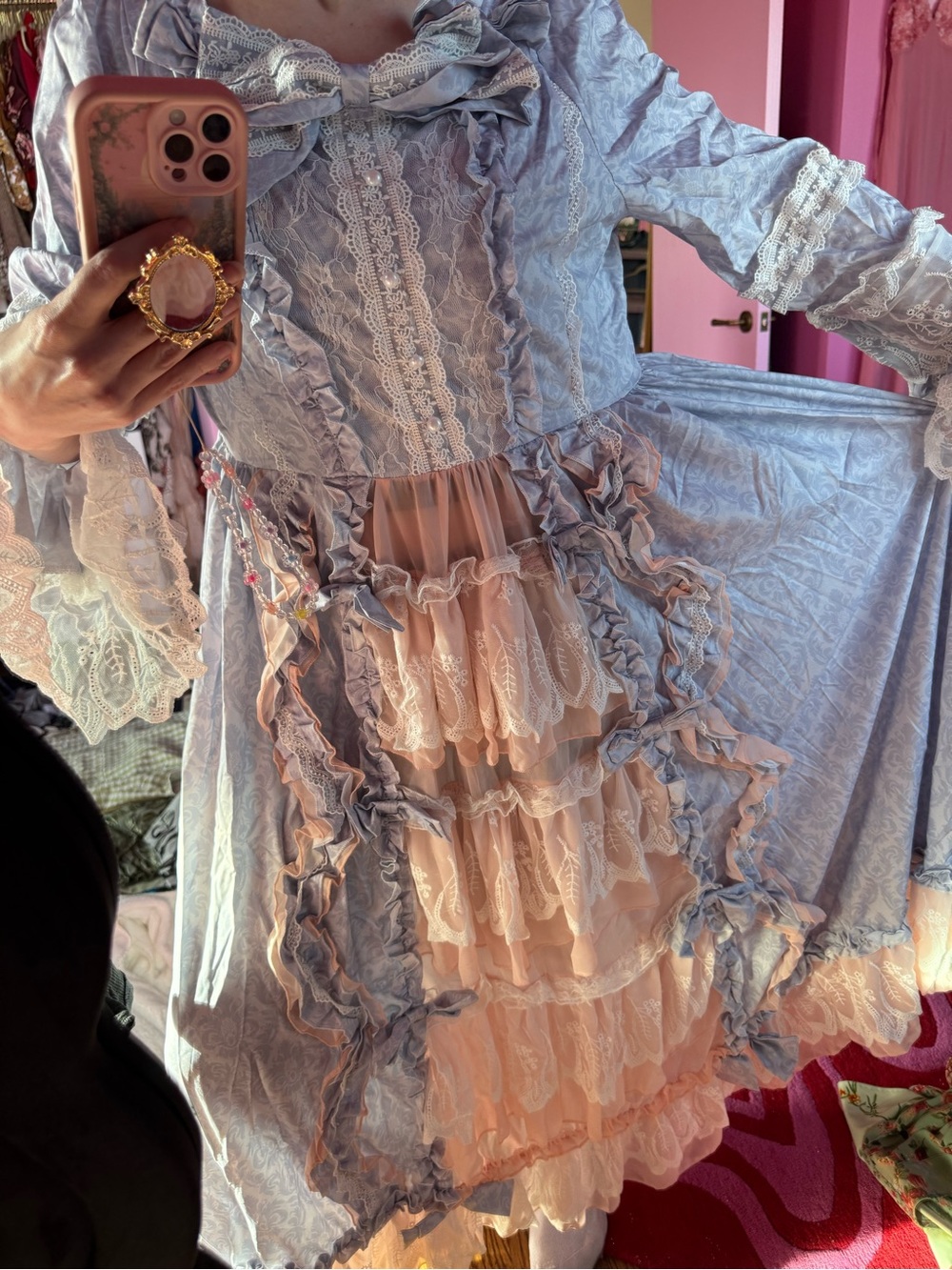 Marie Antoinette Rococo Lace Maxi Dress Halloween Costume 3XL Asian Sizing